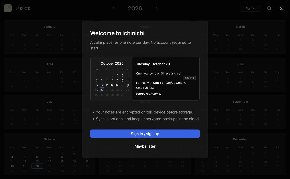 Screenshot of Ichinichi
